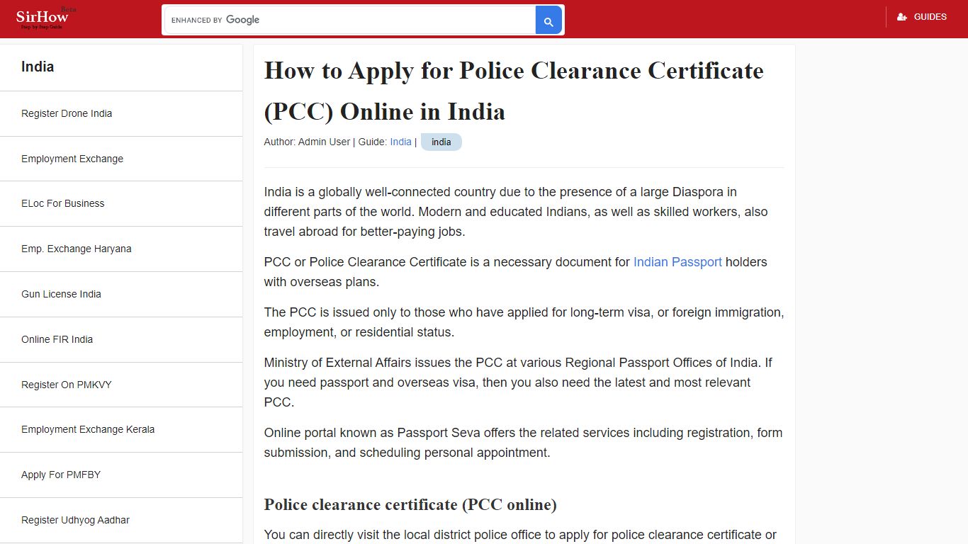 How to Apply for Police Clearance Certificate (PCC) Online in India